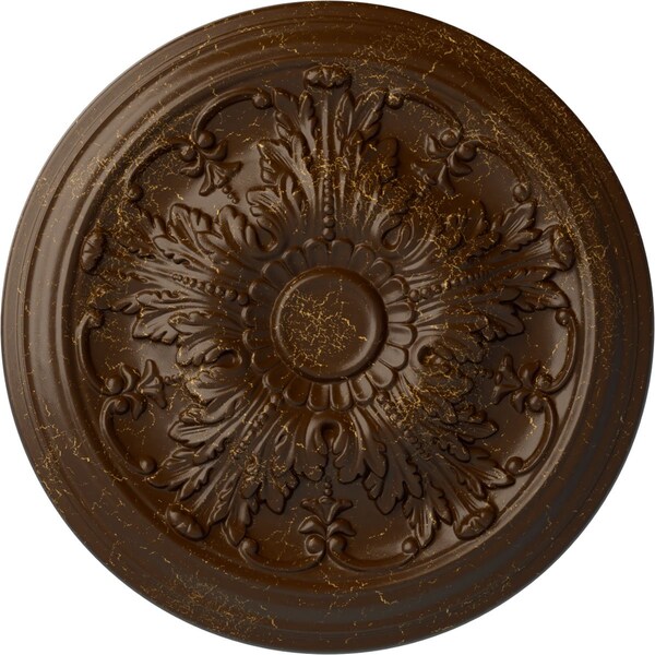 Ekena Millwork Damon Ceiling Medallion (Fits Canopies up to 3 3/8"), Hnd-Painted Root Beer Crackle, 20"OD x 1 1/2"P CM20DARBC - main